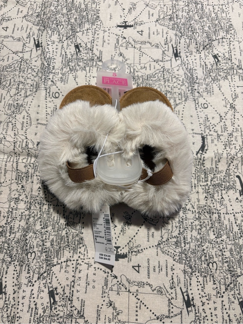 The Children's Place Faux Fur Mittens in Cream and Brown